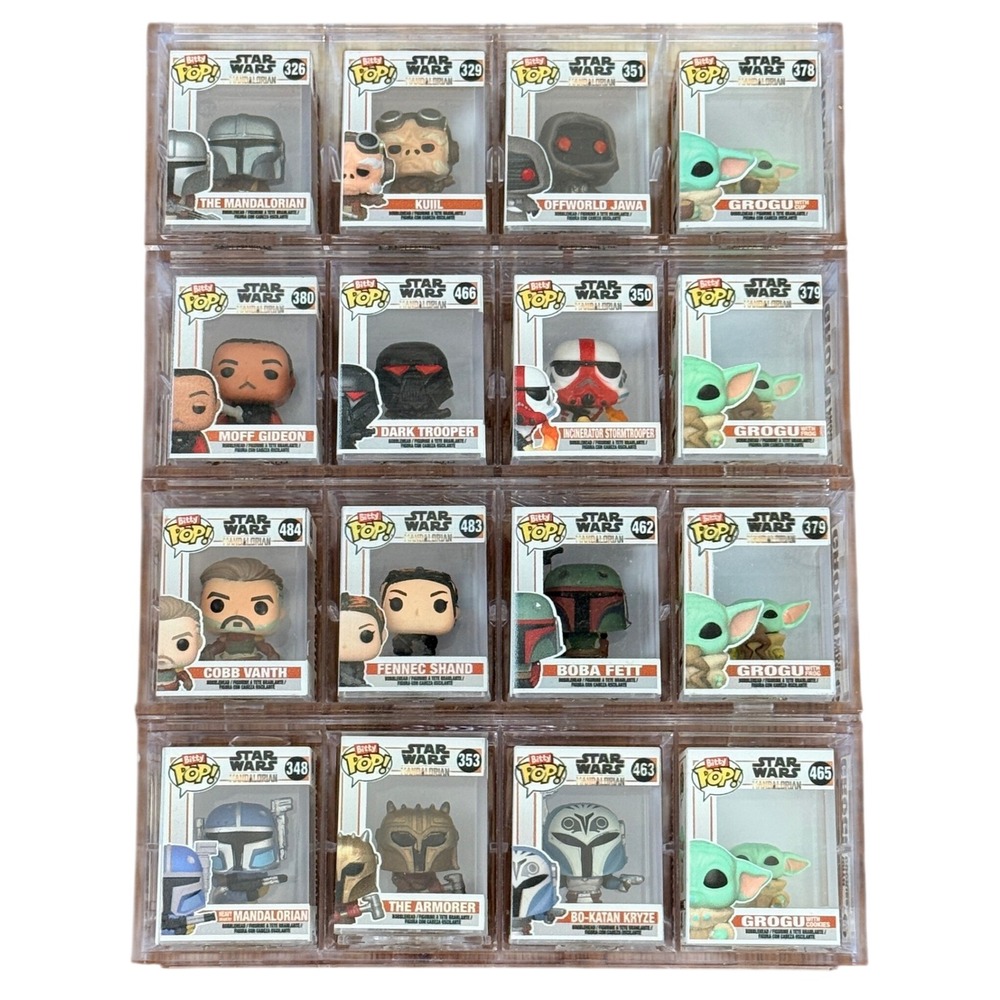 Funko Bitty Pop Star Wars Mandalorian Mini Figure Set 16pc Grogu Boba Fett Case